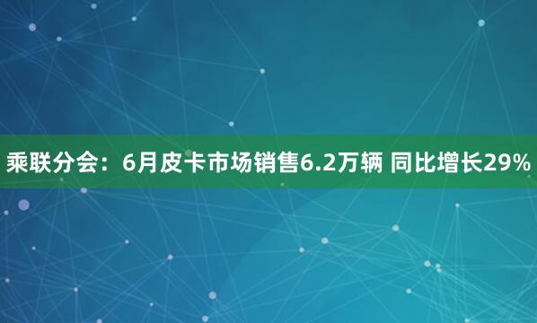 乘联分会：6月皮卡市场销售6.2万辆 同比增长29%