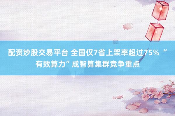配资炒股交易平台 全国仅7省上架率超过75% “有效算力”成智算集群竞争重点