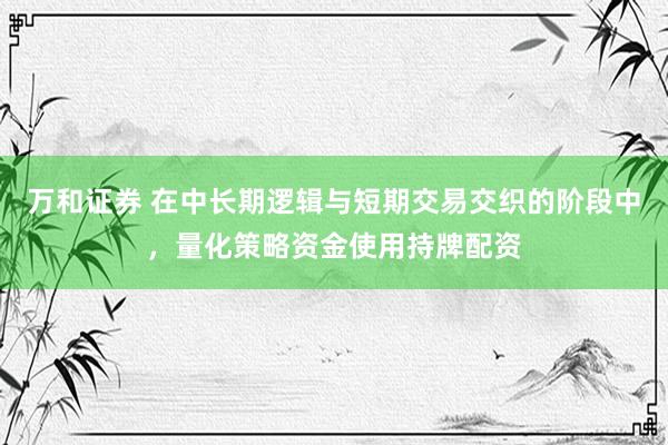 万和证券 在中长期逻辑与短期交易交织的阶段中，量化策略资金使用持牌配资